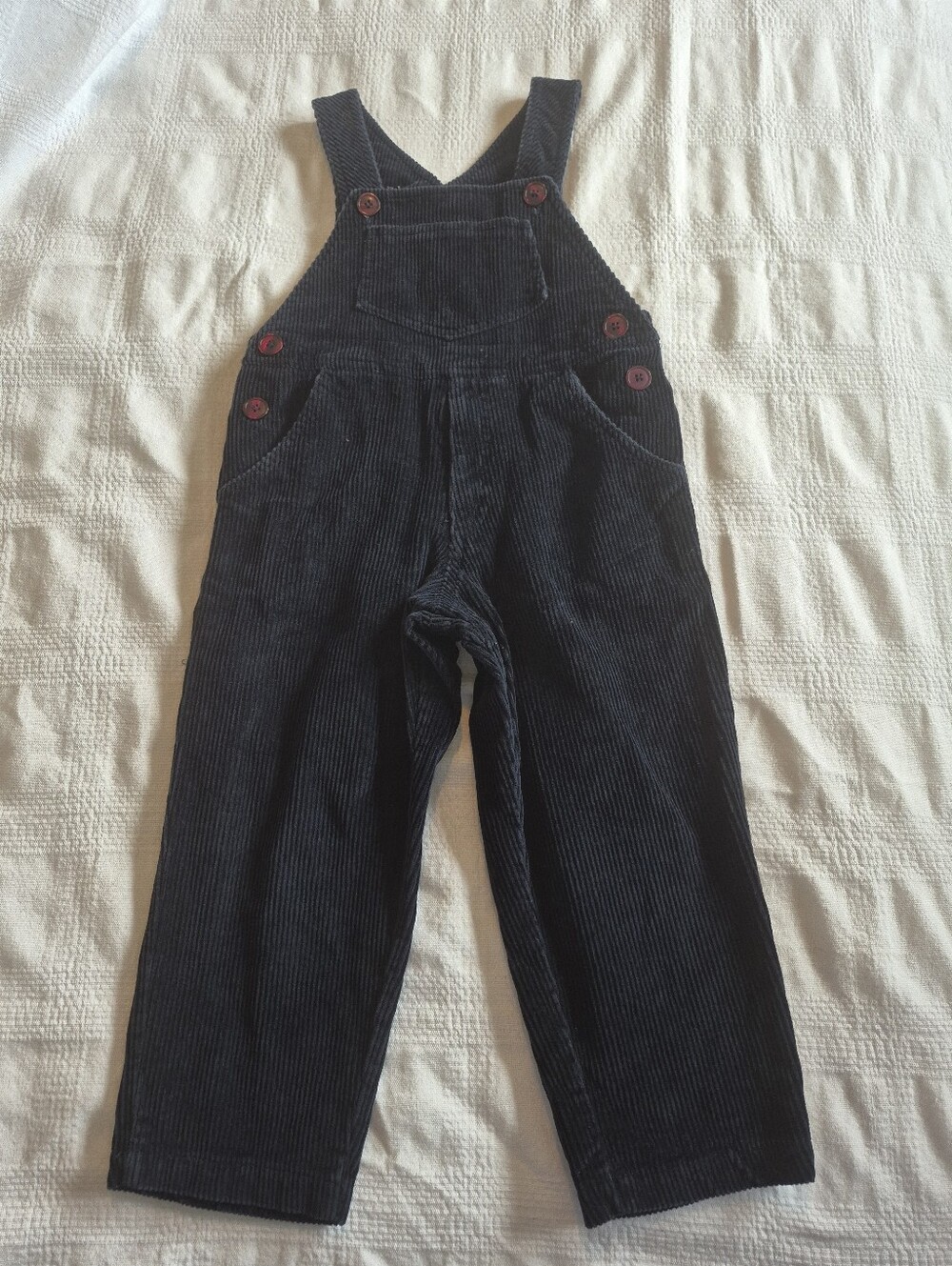 Papo d'Anjo boys size 4 navy blue corduroy overalls 4 pockets VGUC